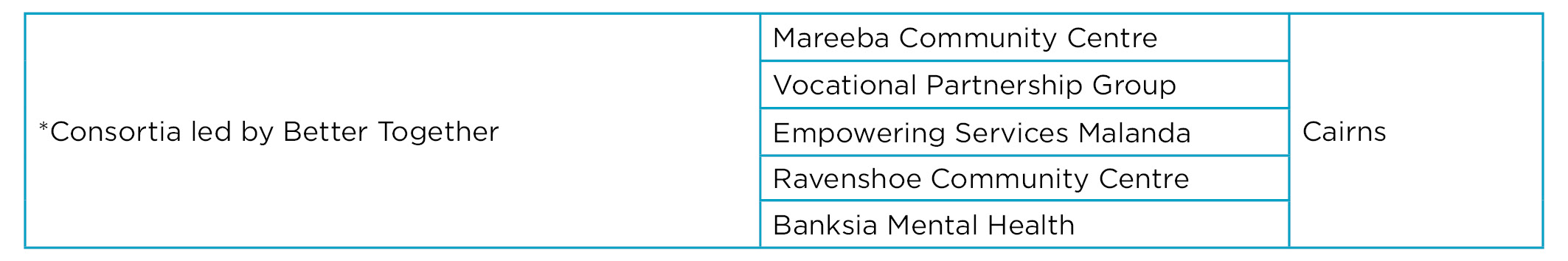 17 providers that will deliver the redesigned Mental Health Stepped Care service model in North Queensland from 1 July 2024
