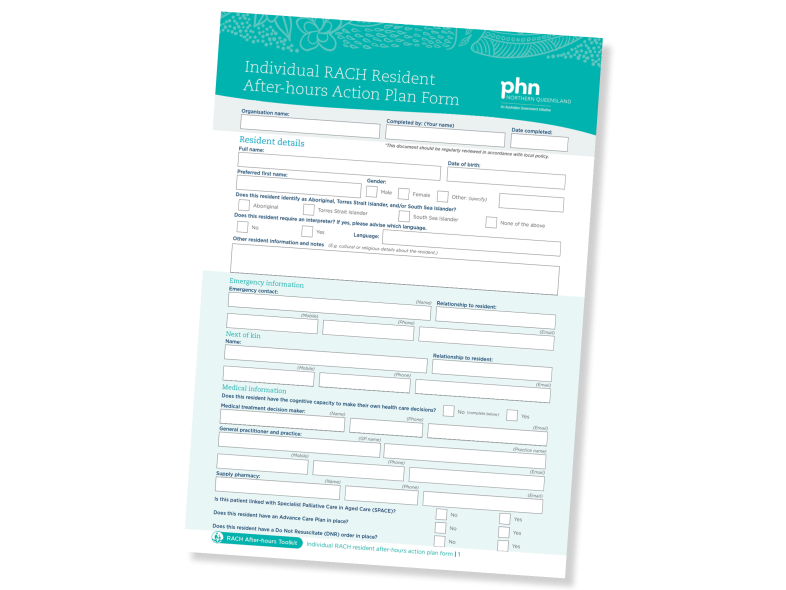 Individual Resident After-hours Action Plan