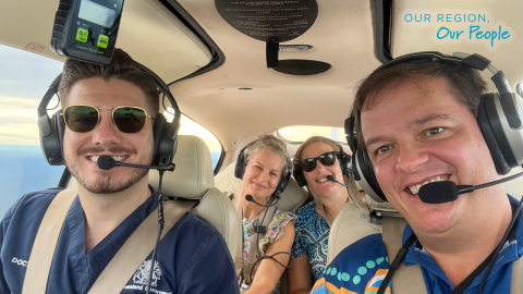 JCU social work students in plane to Karumba