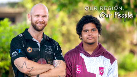 Nathan Mellor and Year 12 student Fredrick Mick from Doomadgee.