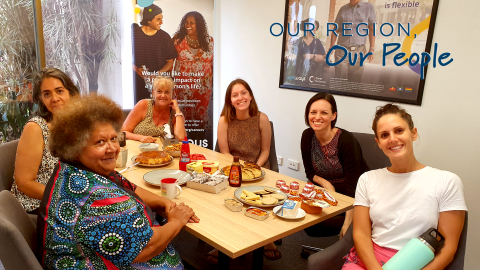 Nat White (second from the right) with her teammates at the Wellways Cairns office. 