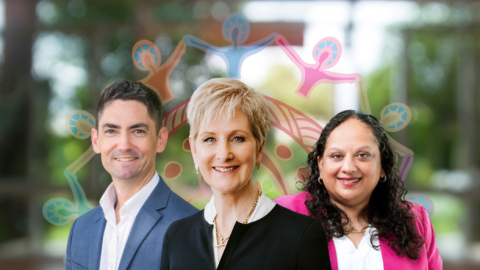 NQPHN CEO Ben Tooth (left), Mind Australia Chief Executive Officer Gill Callister, and CHHHS Chief Executive Leena Singh.