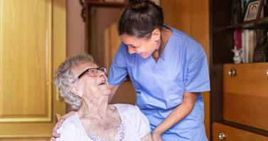 Nurse with elderly patient - Aged care