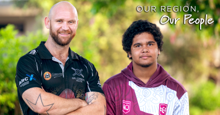Nathan Mellor and Year 12 student Fredrick Mick from Doomadgee.